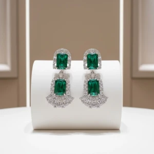Emerald Green Gatsby Inspired CZ Wedding Earrings