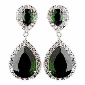 Emerald Green CZ Crystal Wedding Earrings Emerald Green CZ Crystal Wedding Earrings
