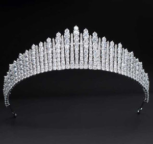 CZ Platinum Plated Princess Wedding and Quinceanera Tiara CZ Platinum Plated Princess Wedding and Quinceanera Tiara