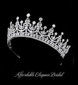 CZ Platinum Silver Plated Royal Wedding Tiara Crown