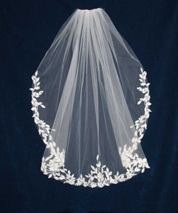 Pearl Scatter Cathedral Wedding Veil with Matching Pearl Headband