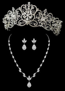 2 1/2" Silver Royal Wedding or Quince Tiara with CZ Jewelry 2 1/2" Silver Royal Wedding or Quince Tiara with CZ Jewelry