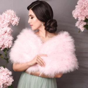 Luxurious Pink Marabou Feather Bridal Stole Wrap (