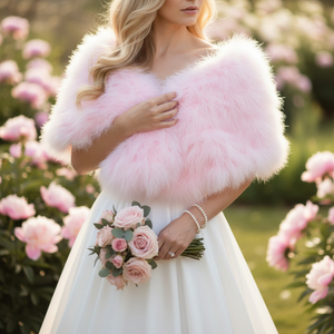 Luxurious Pink Marabou Feather Bridal Stole Wrap (