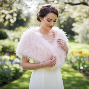 Luxurious Pink Marabou Feather Bridal Stole Wrap 