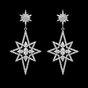 Star Design Silver Plated CZ Wedding and Formal Earrings Star Design Silver Plated CZ Wedding and Formal Earrings