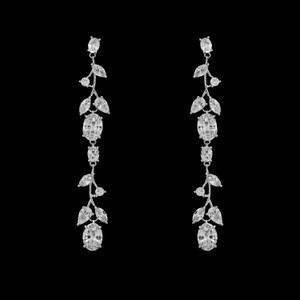 2" Long Floral CZ Drop Wedding and Formal Earrings 2" Long Floral CZ Drop Wedding and Formal Earrings