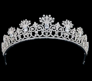  CZ Platinum Silver Plated Royal Wedding Tiara Crown 
