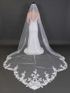 Multi Scallop Lace Cathedral Length Wedding Veil CF274