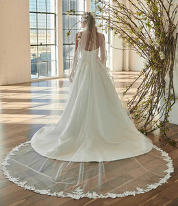 Glitter Tulle Regal Cathedral Wedding Veil with Pearls Envogue V2381WRC