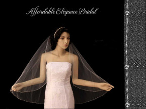 Glitter Tulle Crystal Clear Beaded Fingertip Wedding Veil Glitter Tulle Crystal Clear Beaded Fingertip Wedding Veil