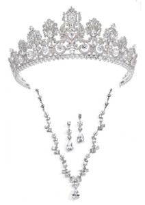 Luxembourg Replica 2" CZ Royal Wedding Tiara and Jewelry Set Luxembourg Replica 2" CZ Royal Wedding Tiara and Jewelry Set