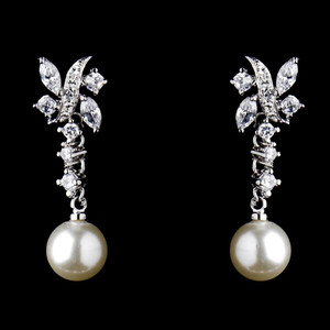Ivory Pearl and CZ Wedding Earrings Ivory Pearl and CZ Wedding Earrings