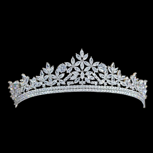 Floral Marquise CZ Crystal Wedding Tiara hp7443 Floral Marquise CZ Crystal Wedding Tiara hp7443
