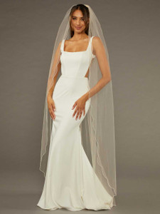 Floor Length Wedding Veil with Beaded Edge Envogue V2191CP Floor Length Wedding Veil with Beaded Edge Envogue V2191CP