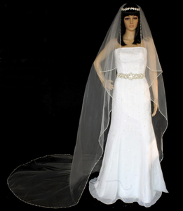 FC Bridal Rhinestone Trim Edge Royal Cathedral Wedding Veil V17R