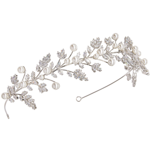 Pearl and CZ Crystal Wedding Headpiece hp7906 Pearl and CZ Crystal Wedding Headpiece hp7906