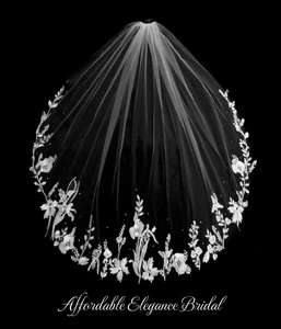 Romantic Lace 50" Long Semi-Waltz Length Wedding Veil V3280W