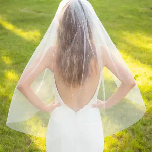 1 Layer Fingertip Wedding Veil with Crystals and Sequins – BestWeddingVeil