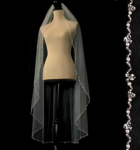 Waltz Length Pearl and Crystal Beaded Wedding Veil V3072WB Waltz Length Pearl and Crystal Beaded Wedding Veil V3072WB