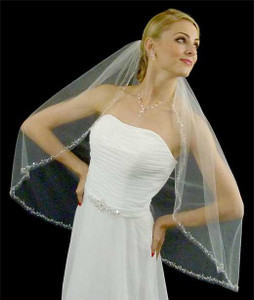Sparkling Crystal, Rhinestone and Pearl Fingertip Wedding Veil V2281 Sparkling Crystal, Rhinestone and Pearl Fingertip Wedding Veil V2281
