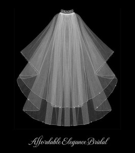 Two Layer Beaded Rhinestone Fingertip Wedding Veil V2017 Two Layer Beaded Rhinestone Fingertip Wedding Veil V2017