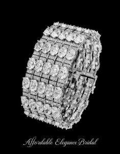 Glamorous CZ Wedding and Formal Bangle Bracelet in Silver Glamorous CZ Wedding and Formal Bangle Bracelet in Silver