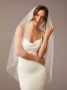 Fingertip Wedding Veil with Pearl Scatter Envogue V2486SF-P