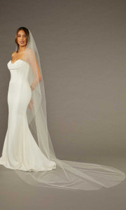 Scroll Lace Cathedral Wedding Veil in White or Ivory E1343