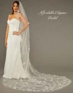 Cathedral Wedding Veil with 3D Flowers and Pearls enVogue V2491C Cathedral Wedding Veil with 3D Flowers and Pearls enVogue V2491C