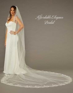 Royal Cathedral Wedding Veil with Beaded Lace Envogue V2499WRC