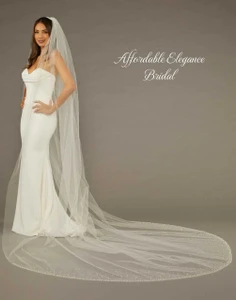 Royal Cathedral Wedding Veil with Pearl Edge Envogue V2487WRC