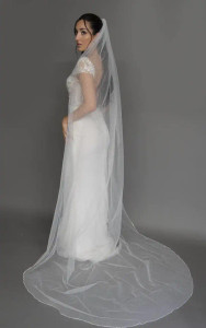 Glitter Tulle Royal Cathedral Wedding Veil with Rhinestone Trim Glitter Tulle Royal Cathedral Wedding Veil with Rhinestone Trim