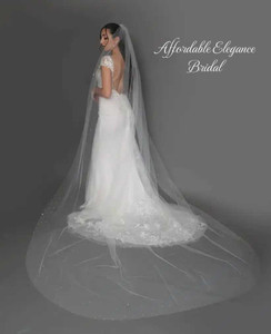 Crystal Rhinestone Border Royal Cathedral Wedding Veil V527