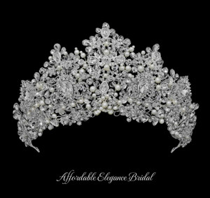 Exquisite Extra Tall Crystal, Pearl and Rhinestone Wedding Tiara Exquisite Extra Tall Crystal, Pearl and Rhinestone Wedding Tiara