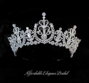 2 3/4" Tall CZ Wedding and Quinceanera Tiara Crown in Silver Plating 2 3/4" Tall CZ Wedding and Quinceanera Tiara Crown in Silver Plating