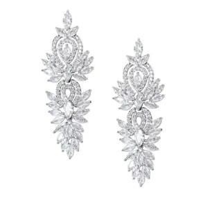 Fabulous 2 1/2" Long CZ Silver Plated Wedding and Prom Earrings Fabulous 2 1/2" Long CZ Silver Plated Wedding and Prom Earrings