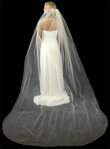 Cathedral Wedding Veil Extra Wide with Plain Cut Edge Cathedral Wedding Veil Extra Wide with Plain Cut Edge