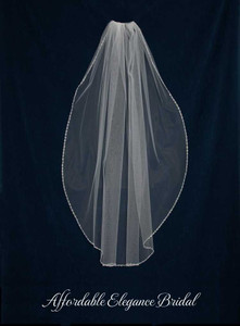 Waltz Wedding Veil with Beaded Pearl and Sequin Edge Waltz Wedding Veil with Beaded Pearl and Sequin Edge