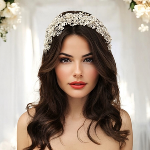 Exquisite 2" Wide Pearl Cluster Wedding Headband Exquisite 2" Wide Pearl Cluster Wedding Headband