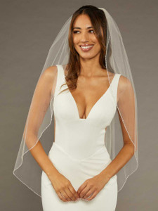 Fingertip Wedding Veil with Pearl Beaded Edge Envogue V2481SF Fingertip Wedding Veil with Pearl Beaded Edge Envogue V2481SF