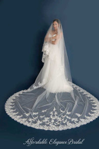 Mantilla or Drop Style Regal Cathedral Wedding Veil Floral Lace E1387 Mantilla or Drop Style Regal Cathedral Wedding Veil Floral Lace E1387