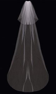 Cut Edge Cathedral Wedding Veil with Blusher enVogue V03C Cut Edge Cathedral Wedding Veil with Blusher enVogue V03C