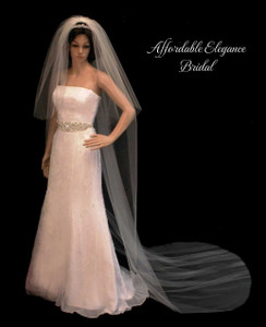 Two Layer Cut Edge Cathedral Wedding Veil V74