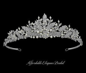 Romantic Pearl and Rhinestone Wedding Tiara hp2355 Romantic Pearl and Rhinestone Wedding Tiara hp2355