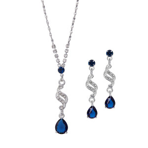 5 Sets Sapphire Blue CZ Teardrop Bridesmaid Jewelry