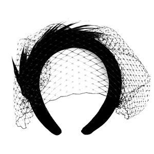 Black Birdcage Veil with Feather Headband Fascinator Black Birdcage Veil with Feather Headband Fascinator