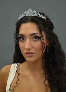 Floral CZ Wedding Tiara by Ansonia Bridal hp9158 Floral CZ Wedding Tiara by Ansonia Bridal hp9158