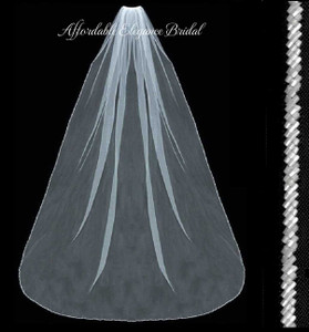 Frosted Bugle Bead Cathedral Wedding Veil with Extra Width Frosted Bugle Bead Cathedral Wedding Veil with Extra Width