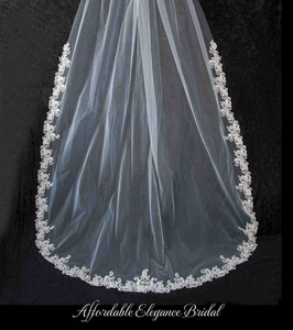 Royal Cathedral Wedding Veil with Swirly Lace CF251 Royal Cathedral Wedding Veil with Swirly Lace CF251